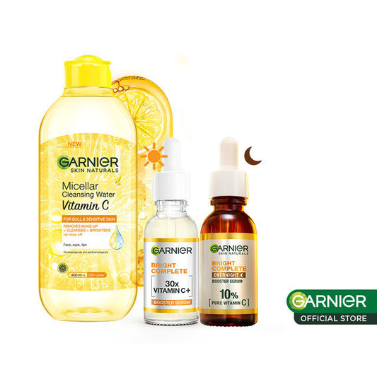 Garnier 2-Step Vitamin C Day & Night Kit Micellar Vitamin C 400 ml + Bright Complete Serum 30 ml + Overnight Serum 30ml