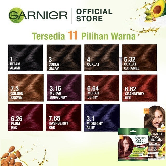 Garnier Color Naturals Hair Color - 5.32 Coklat Caramel (Cat / Pewarna Rambut Permanent) - Twinpack