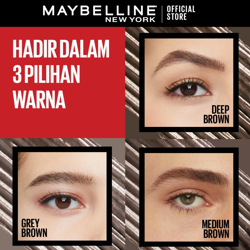 MAYBELLINE OFFICIAL Tattoo Brow 3 Day Styling Gel Brown - 6ml Browcara Mascara Alis Eye Makeup Cokelat Brow Tint Waterproof Transferproof