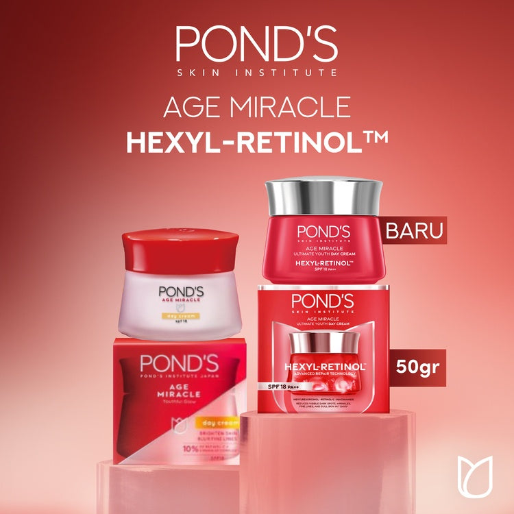 Pond's Age Miracle Hexyl Retinol Niacinamide Day Cream 9gr (Mencerahkan Kulit dalam 7 hari dengan 10x kekuatan Anti Aging Terbaik)
