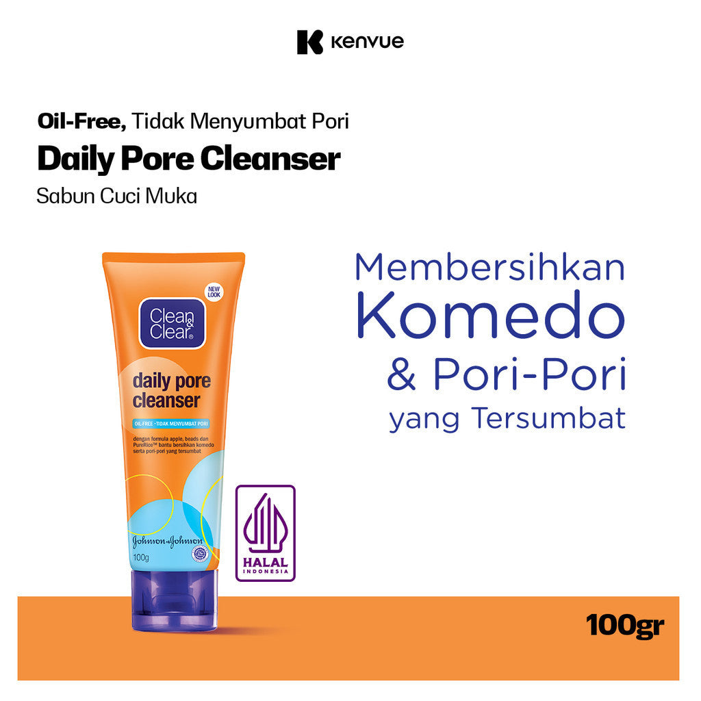 Clean & Clear Daily Pore Cleanser Sabun Cuci Muka Pembersih Wajah Komedo 100gr