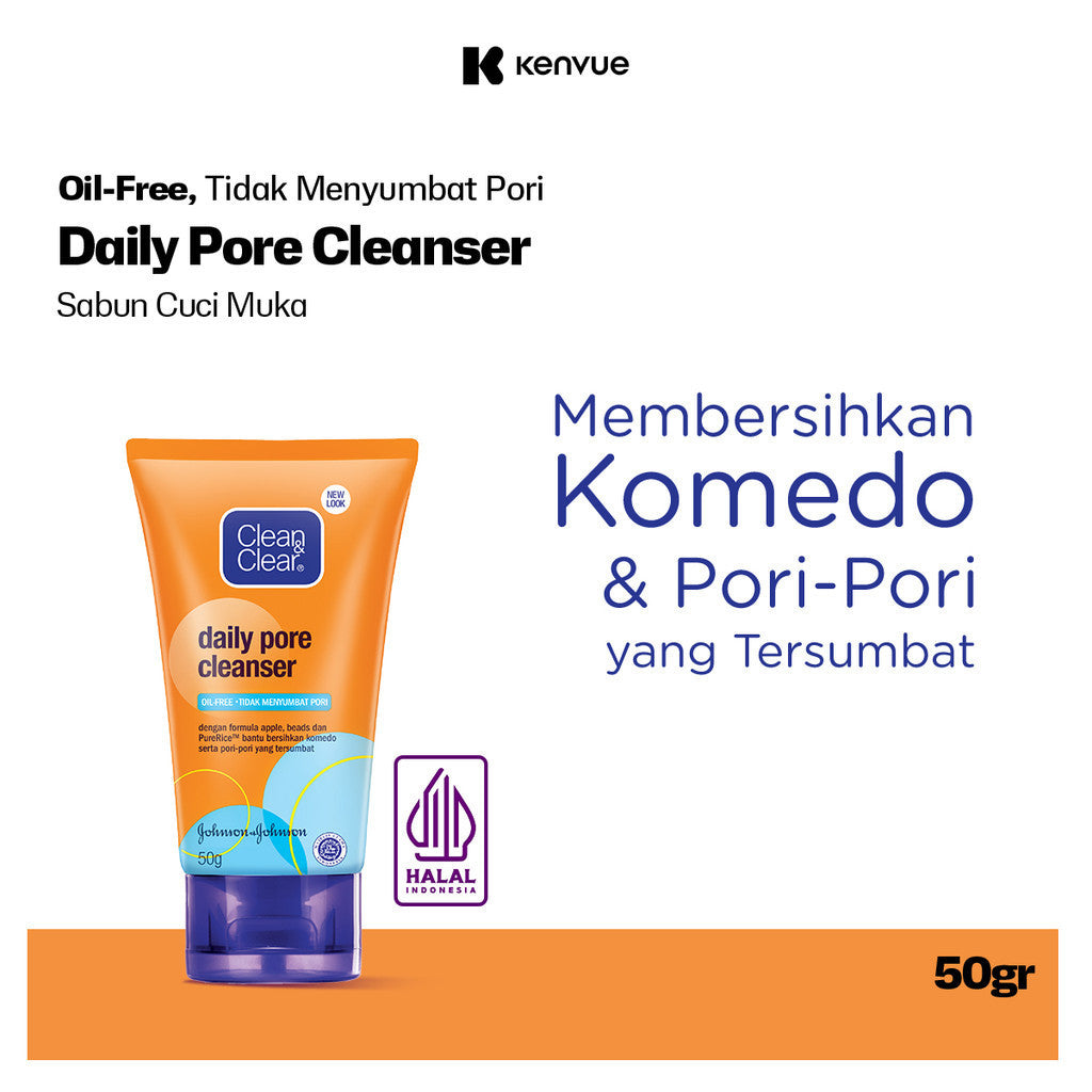 Clean & Clear Daily Pore Cleanser Sabun Cuci Muka Pembersih Wajah Komedo 50gr