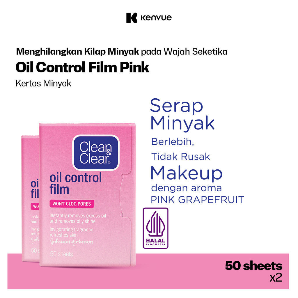 Clean & Clear Oil Control Film / Kertas Minyak Wajah / Kertas Minyak Wajah 50 Sheets (Paket Isi 2)