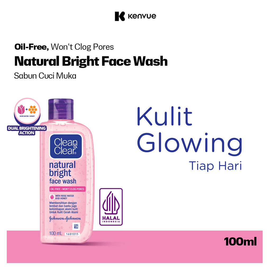 Clean & Clear Natural Bright Face Wash Sabun Cuci Muka Pembersih Pencerah Wajah 100ml