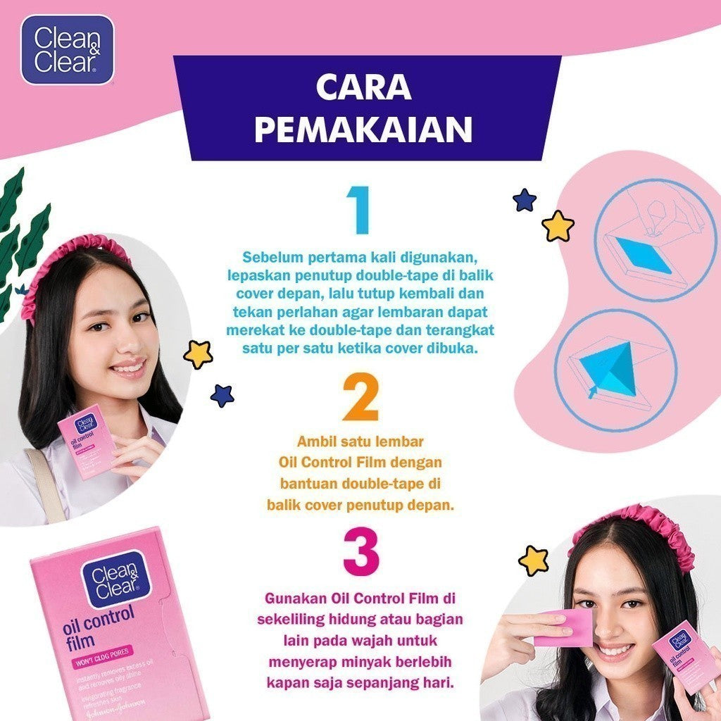 Clean & Clear Oil Control Film / Kertas Minyak Wajah / Kertas Minyak Wajah 50 Sheets (Paket Isi 2)