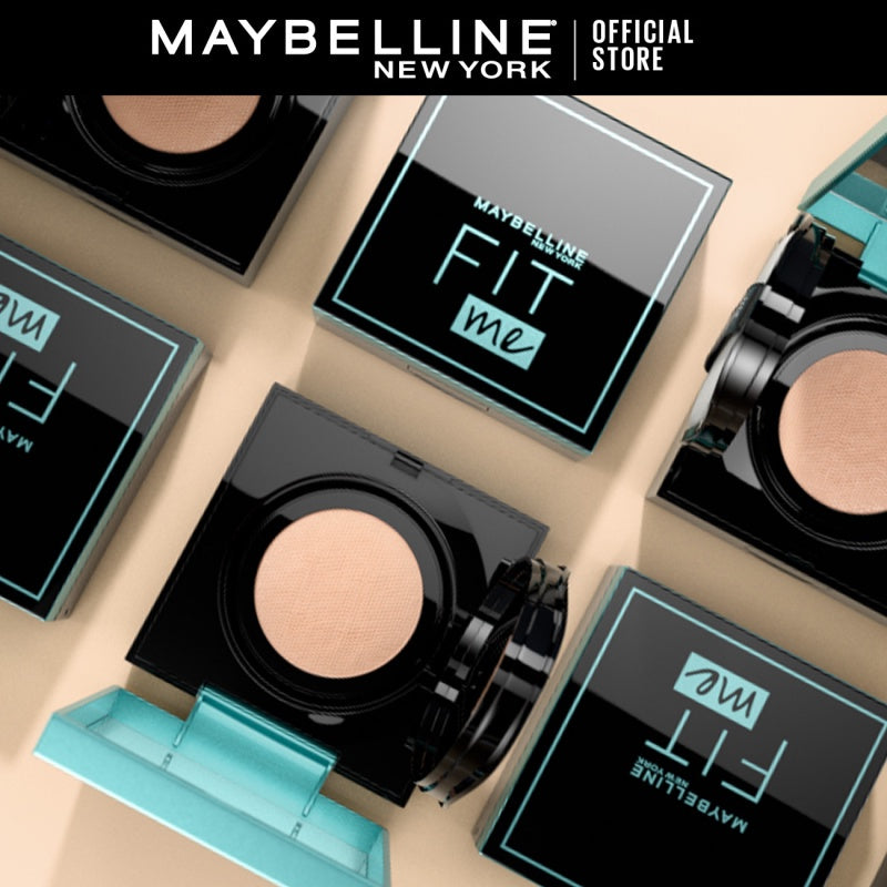 MAYBELLINE OFFICIAL Fit Me Matte+Poreless Cushion Foundation 14gr - Makeup Ringan Full Coverage Oil Control tahan hingga 20HR