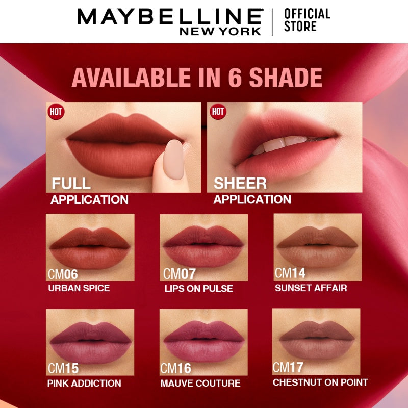 MAYBELLINE OFFICIAL Sensational Cushion Matte Liquid Lipstick Make Up - 48gr (Lipstick Cair Dengan Vitamin E Yang Melembabkan Bibir)
