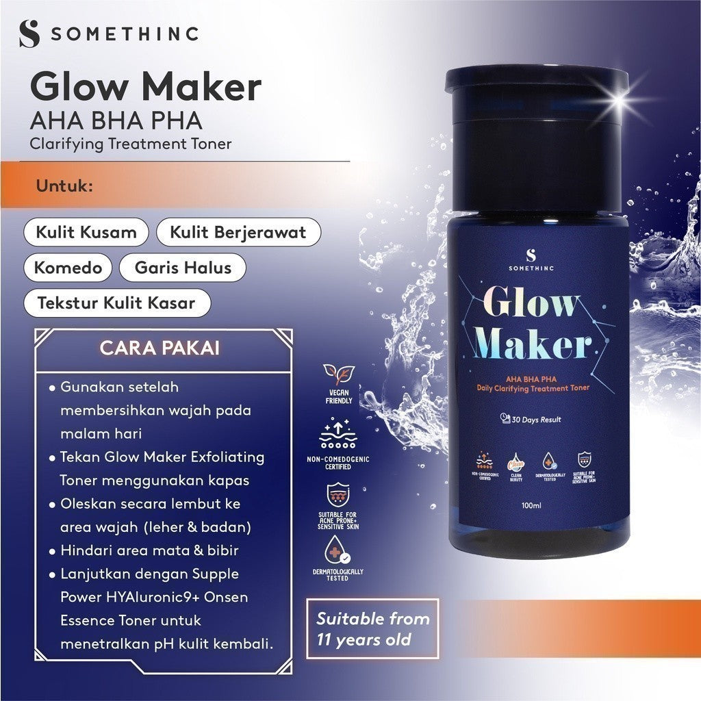 SOMETHINC GLOW MAKER AHA BHA PHA Clarifying Treatment Toner - Toner Eksfoliasi Mengangkat Sel Kulit Mati