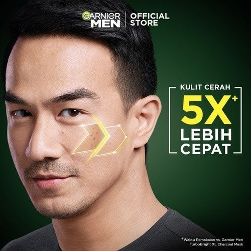 GARNIER Men Paket Skincare Mencerahkan Turbo Bright 5x Vitamin C Super Serum Gel 30ml + Super Duo Face Wash 100 ml - Mencerahkan Wajah Anti Kusam 5x Lebih Cepat