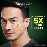 GARNIER Men Paket Skincare Mencerahkan Turbo Bright 5x Vitamin C Super Serum Gel 30ml + Super Duo Face Wash 100 ml - Mencerahkan Wajah Anti Kusam 5x Lebih Cepat
