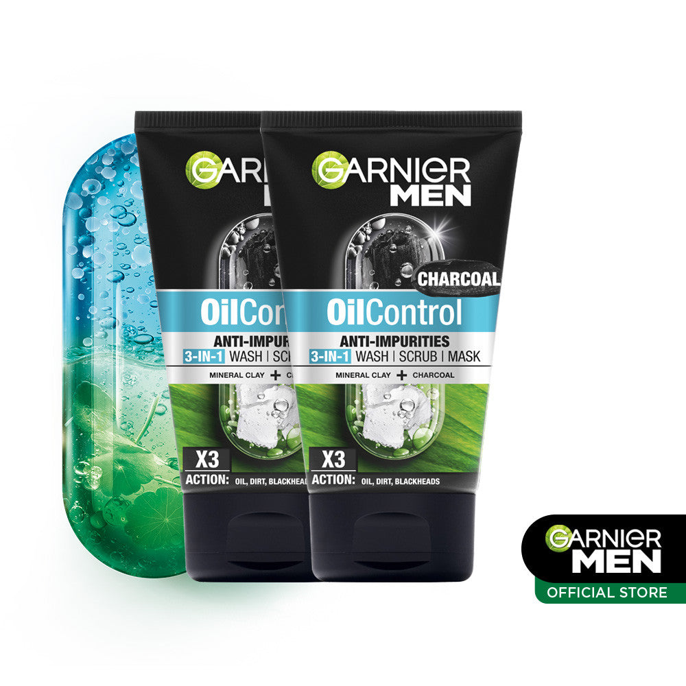 [PAKET HEMAT ISI 2] GARNIER Men Oil Control 3 In 1 Charcoal Foam Skincare 100ml Face Wash Sabun Cuci Muka Pria Face Wash Pembersih Wajah Sabun Muka Glowing dan Memutihkan