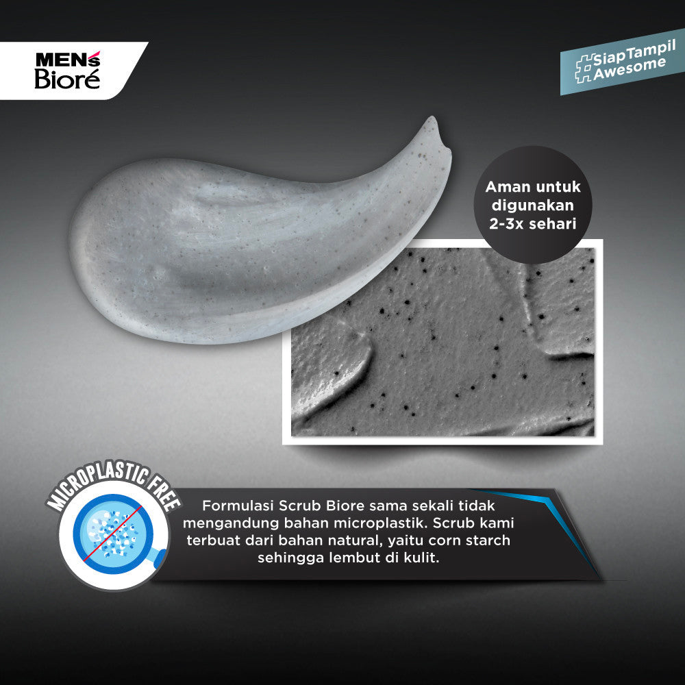 Men's Biore Micro Scrub Sabun Muka Pria Untuk Kulit Berminyak Cool Oil Clear Eksfoliasi 100 gr - Facial Wash