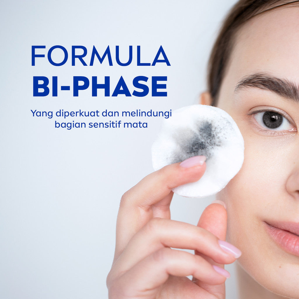 NIVEA Eye Makeup Remover Double Effect 125ml - Pembersih make up mata bibir mascara make up riasan tebal waterproof tidak perih cocok untuk kulit sensitif biphase oil micellar - Corn Flower, Purified Water