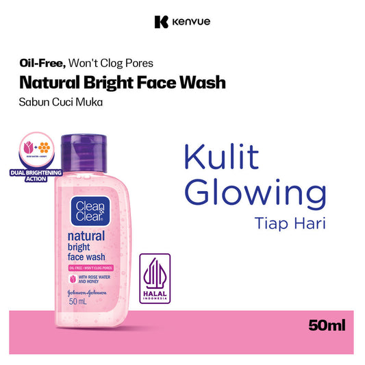 Clean & Clear Natural Bright Face Wash Sabun Cuci Muka Pembersih Pencerah Wajah 50ml