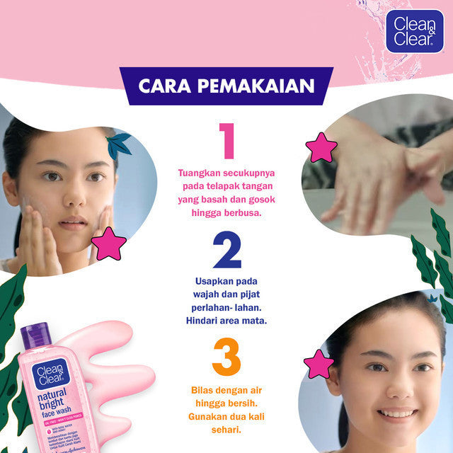 Clean & Clear Natural Bright Face Wash Sabun Cuci Muka Pembersih Pencerah Wajah 100ml