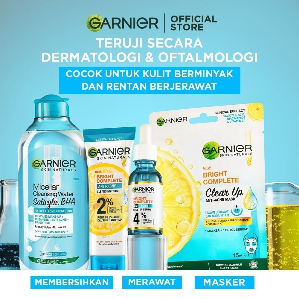 [PAKET HEMAT ISI 2] GARNIER Micellar Water Blue Salicylic Acid 400ml 2 pcs Skincare Cleansing - Pembersih Wajah & Make up untuk kulit berminyak jerawat Micellar Cleansing Water