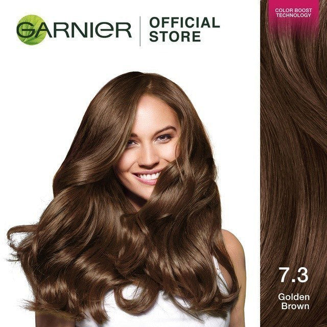 Garnier Color Naturals Hair Color - 7.3 Golden Brown (Cat / Pewarna Rambut Permanent) - Twinpack