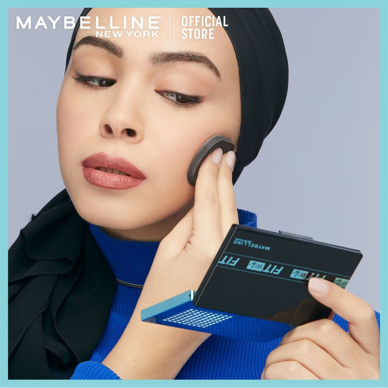 MAYBELLINE OFFICIAL Fit Me 24HR Oil Control Powder Foundation 5 gr Make up Bedak Two Way Cake TWC SPF 44 Blur & Cover Cushion Foundation Bedak Padat Concealer BB Cream Foundation Waterproof Skin Tint Fondation