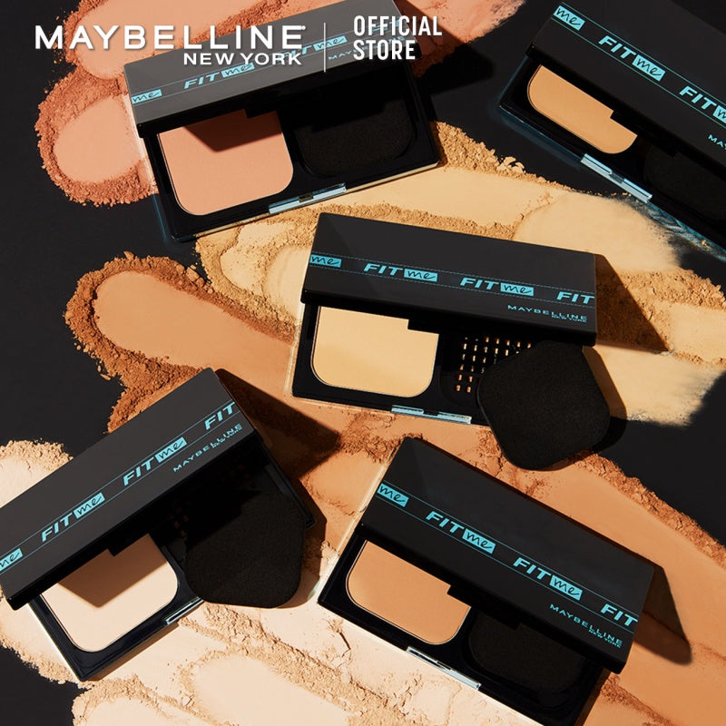 MAYBELLINE OFFICIAL Fit Me 24HR Oil Control Powder Foundation 5 gr Make up Bedak Two Way Cake TWC SPF 44 Blur & Cover Cushion Foundation Bedak Padat Concealer BB Cream Foundation Waterproof Skin Tint Fondation