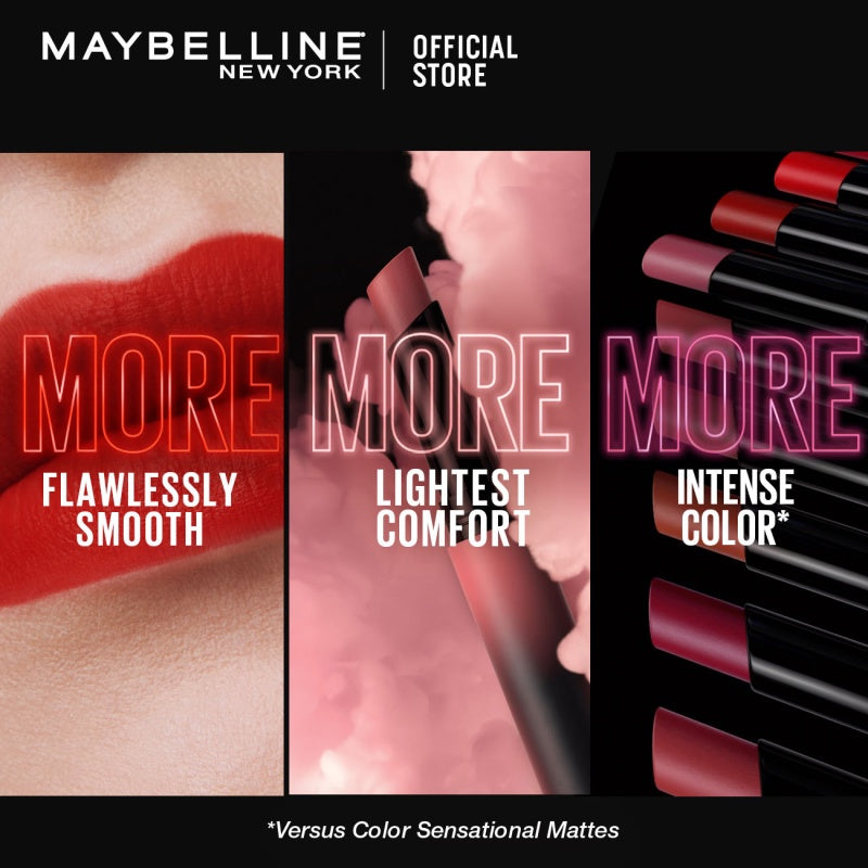 MAYBELLINE OFFICIAL Color Sensational Ultimatte Lipstick Make Up - 1.7gr (Lipstick Dengan Formula Ringan & Nyaman Dengan Hasil Flawlessly Smooth)