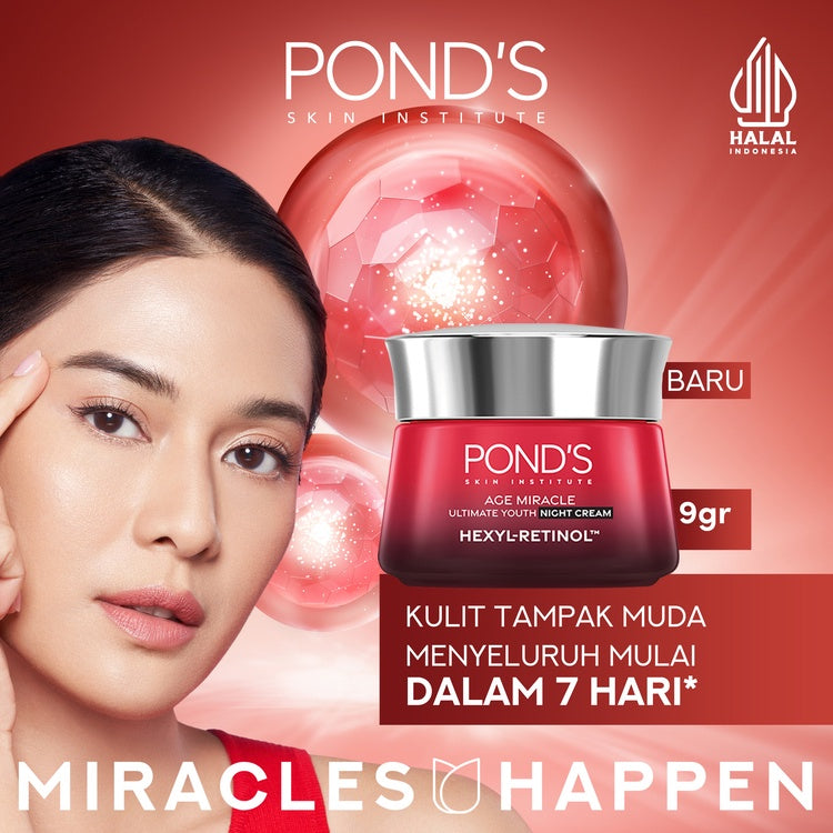 Pond's Age Miracle Hexyl Retinol Niacinamide Night Cream 9gr (Mencerahkan Kulit dalam 7 hari dengan 10x kekuatan Anti Aging Terbaik)