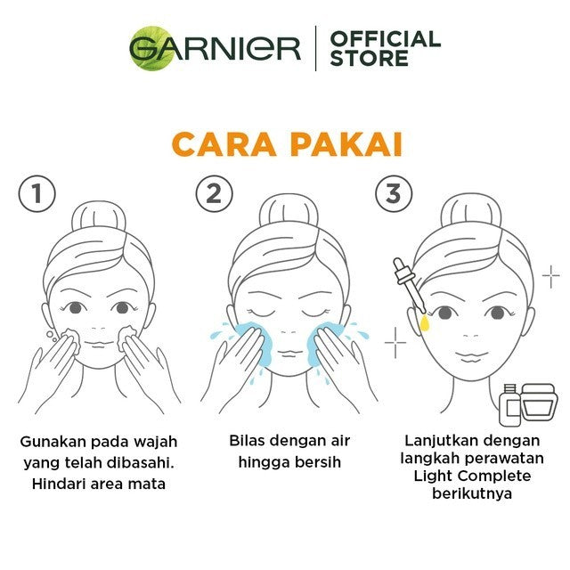[PAKET HEMAT ISI 2] GARNIER Facial Wash Bright Complete Vitamin C Brightening Face Wash 100ml | Skincare Pembersih Wajah Mencerahkan Seperti Serum Wash sabun cuci muka sabun muka glowing dan memutihkan