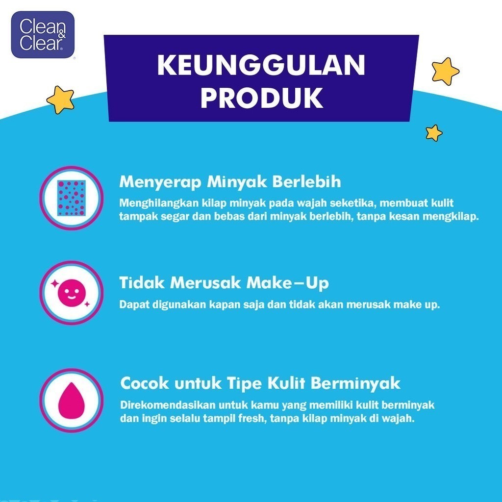 Clean & Clear Oil Control Film Face Paper Kertas Minyak Wajah 60s