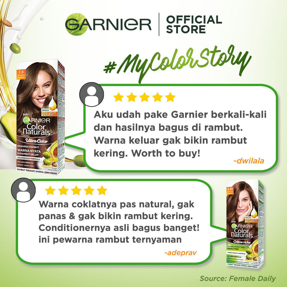 Garnier Color Naturals Hair Color - 5.32 Coklat Caramel (Cat / Pewarna Rambut Permanent) - Twinpack