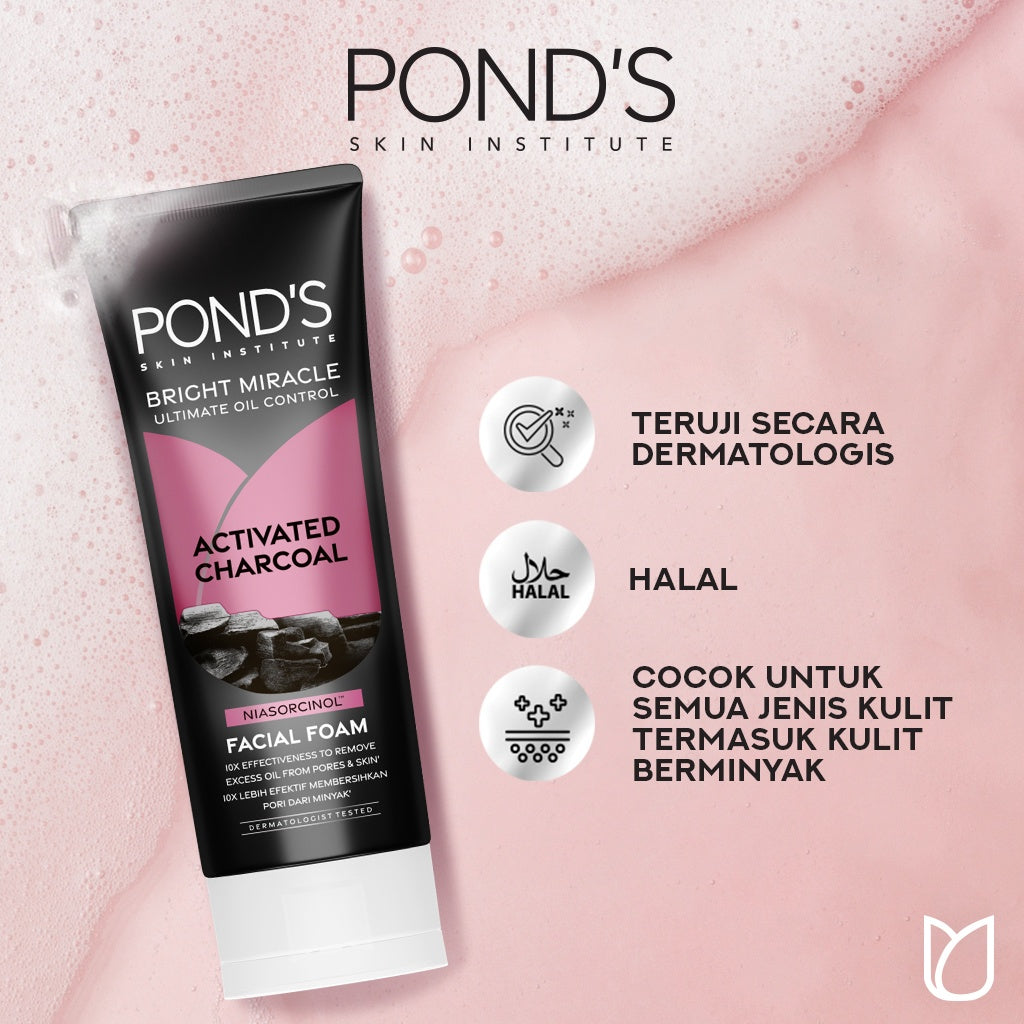 Pond's Bright Miracle Ultimate Oil Control Facial Foam 100G 20x kekuatan mencerahkan & menutrisi