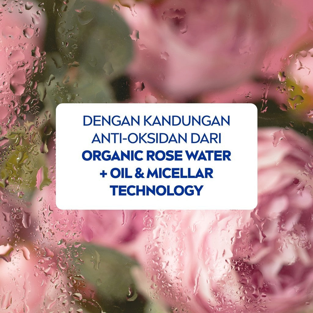 NIVEA Micellar Water in Oil Rose Care Organic Rose Water 400ml - Pembersih make up makeup remover mencerahkan kulit kusam membersihkan wajah oil double cleansing melembabkan kulit kering air mawar - Hokkaido Rose Extract, 0% Alcohol