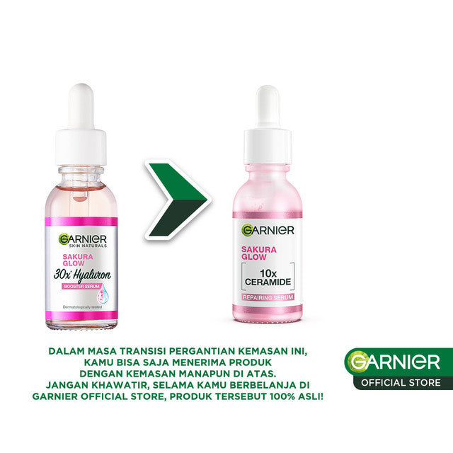 [PAKET HEMAT ISI 2] GARNIER Serum Perbaiki Skin Barrier Sakura Glow Hyaluron Ceramide 30x Booster Serum 30ml - Skincare Serum untuk kulit glowing