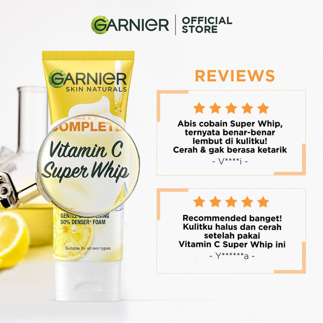 [PAKET HEMAT ISI 2] GARNIER Facial Wash Bright Complete Vitamin C Super Whip Foam Face Wash 100ml | Skincare Pembersih Wajah Mencerahkan sabun cuci muka sabun muka glowing dan memutihkan