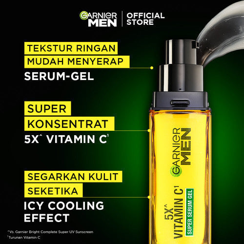 Garnier Men Brightening Simple Set Turbo Bright Super Serum Gel 30 ml + Oil Control Anti Blackheads Brightening Icy Scrub 100 ml
