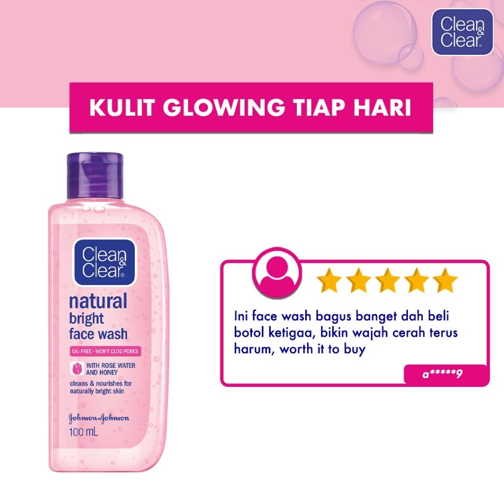 Clean & Clear Natural Bright Face Wash Sabun Cuci Muka Pembersih Pencerah Wajah 50ml