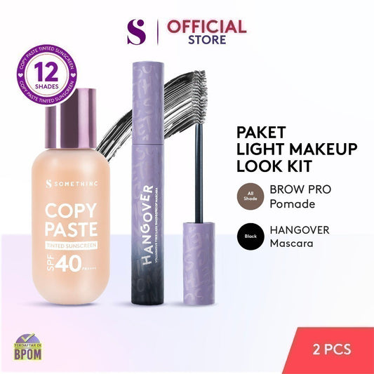 SOMETHINC [2 PCS] Light Makeup Look Kit (Copy Paste Tinted Sunscreen SPF 40 PA++++ & HANGOVER Voluminous Fiber Lash Smudgeproof Mascara)