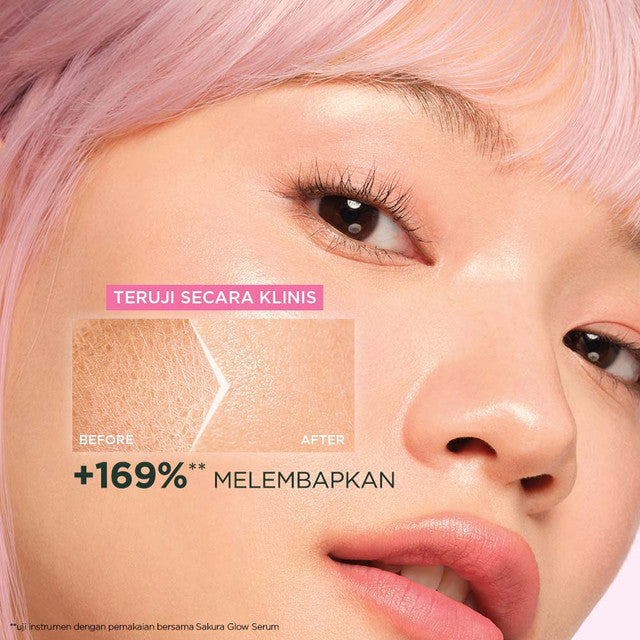 Paket Skincare Garnier Sakura Glow Skin Barrier Set (Micellar Pink 125ml, Serum 30ml, Gel Moisturizer 50ml) - Untuk memperbaiki skin barrier dan kulit glowing