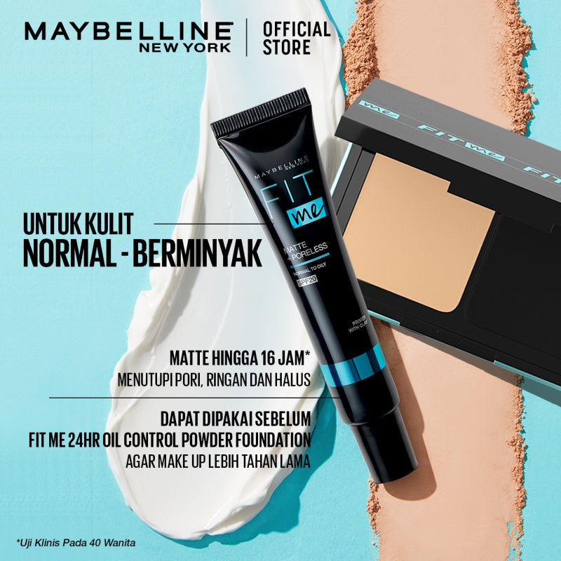 MAYBELLINE OFFICIAL Fit Me Matte + Poreless Primer Make Up - 30ml (Primer Wajah Untuk Hasil Matte Hingga 16 Jam)
