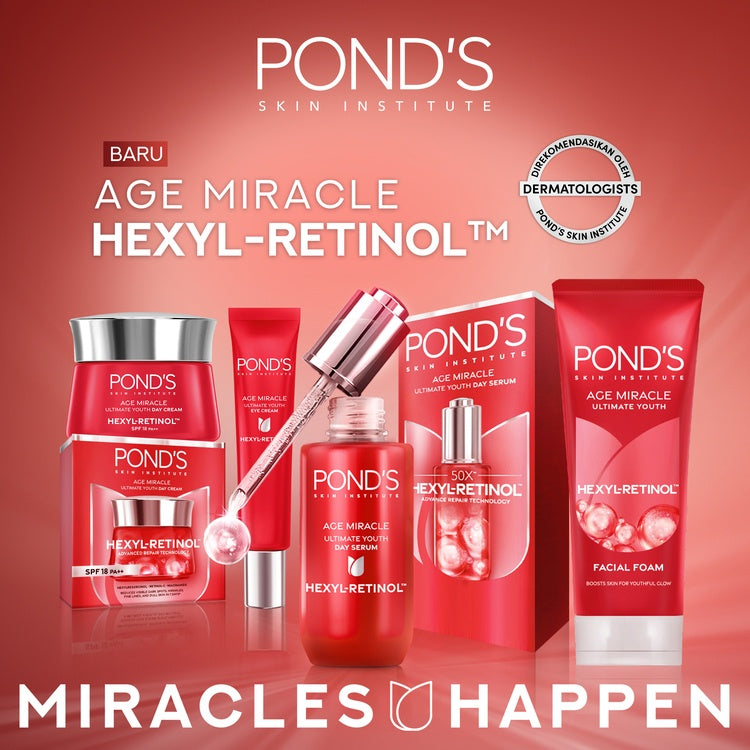 Pond's Age Miracle Hexyl Retinol Niacinamide Day Cream 9gr (Mencerahkan Kulit dalam 7 hari dengan 10x kekuatan Anti Aging Terbaik)