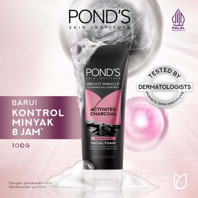 Pond's Bright Miracle Ultimate Oil Control Facial Foam 100G 20x kekuatan mencerahkan & menutrisi