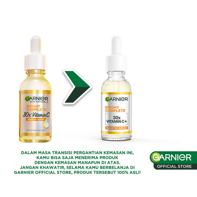[PAKET HEMAT ISI 2] GARNIER Serum Vitamin C Bright Complete Vitamin C 30x Booster Serum Skincare - 30ml Serum Mencerahkan Wajah Cepat Cerahkan Noda Hitam Serum Wajah