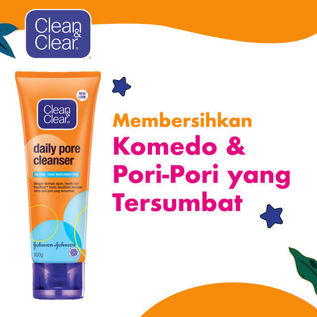 Clean & Clear Daily Pore Cleanser Sabun Cuci Muka Pembersih Wajah Komedo 100gr - Isi 2