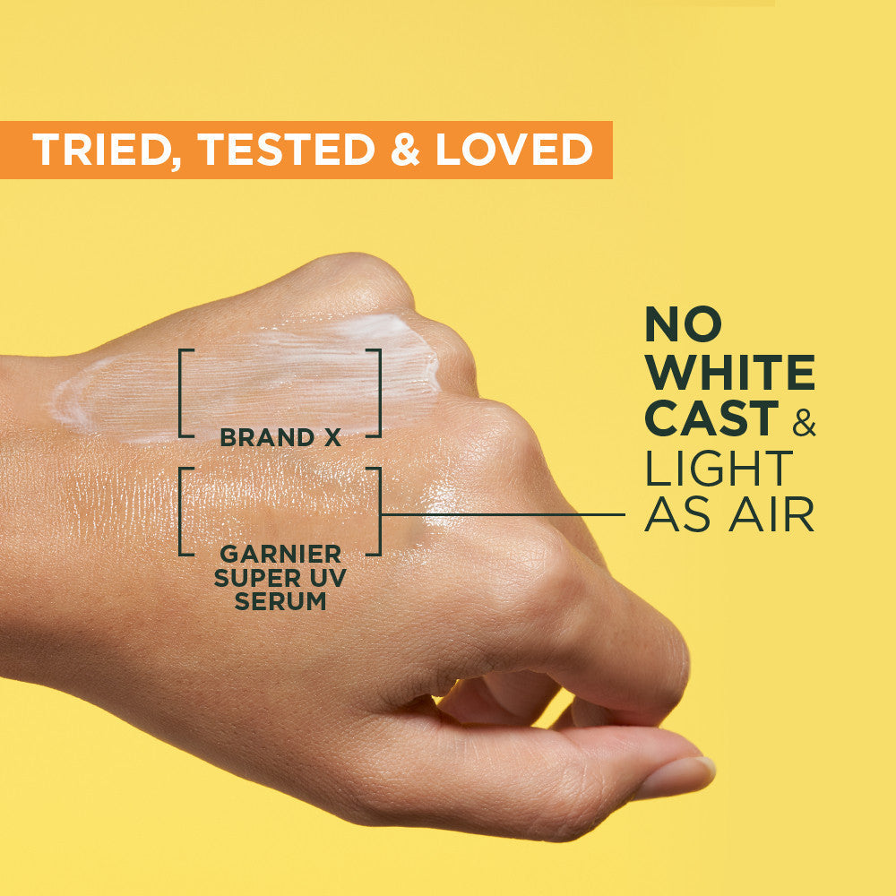 (PAKET HEMAT ISI 2) GARNIER Super UV Invisible Serum Sunscreen SPF 50+ PA++++ Vitamin C Skincare - 30ml Sunblock Mencerahkan Wajah sunscreen spf 50 pa ++++