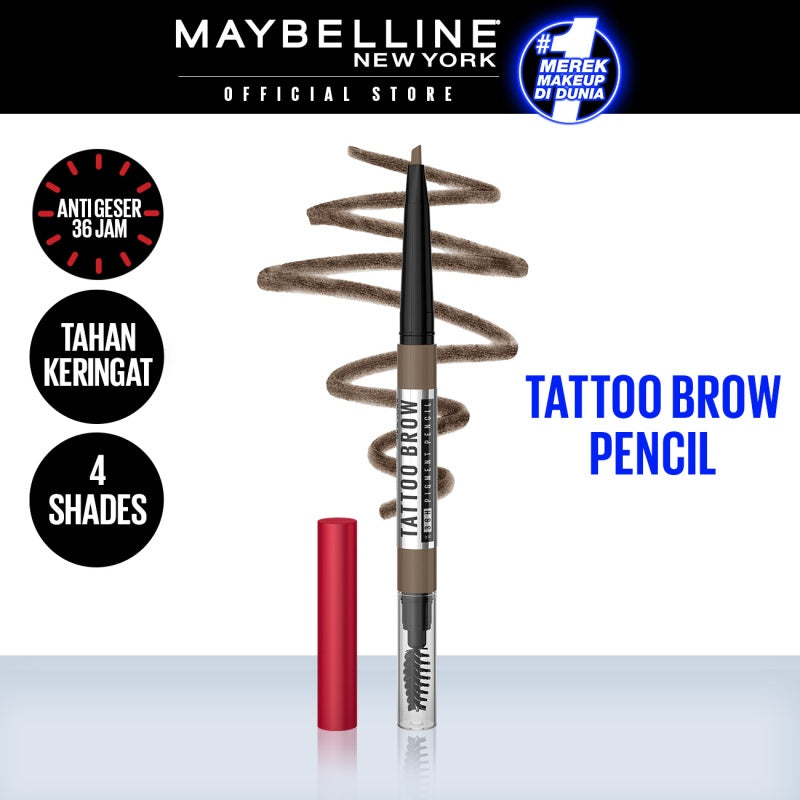MAYBELLINE OFFICIAL Tattoo Brow 36H Pencil - Pensil Alis Eye Makeup Cokelat Pigmented Tahan Lama Superstay Matte Vinyl Ink