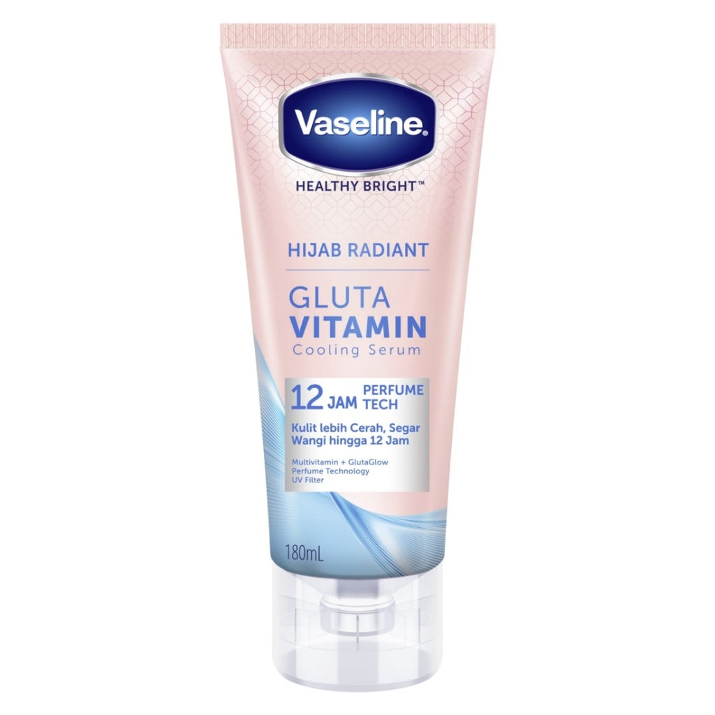 VASELINE HIJAB RADIANT GLUTA VITAMIN COOLING SERUM WITH 12HOUR 180ML - body serum