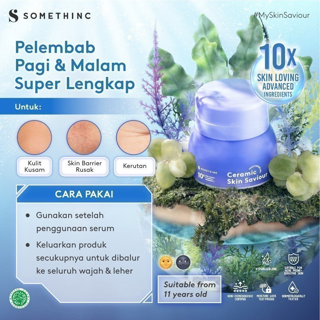 SOMETHINC CERAMIC SKIN Saviour Moisturizer Gel - Cocok untuk Acne dan Kulit Sensitif, Moisturizer Non comedogenic, Melembapkan , Mengurangi kemerahan. Pelembab kulit tidak menyumbat pori