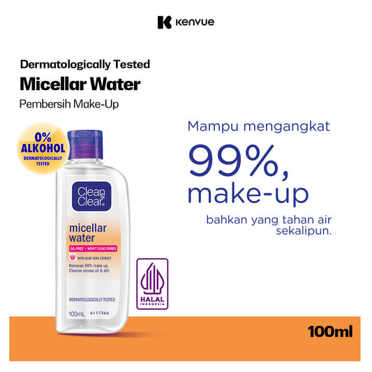 Clean & Clear Micellar Water Pembersih Wajah Penghapus Make Up 100ml