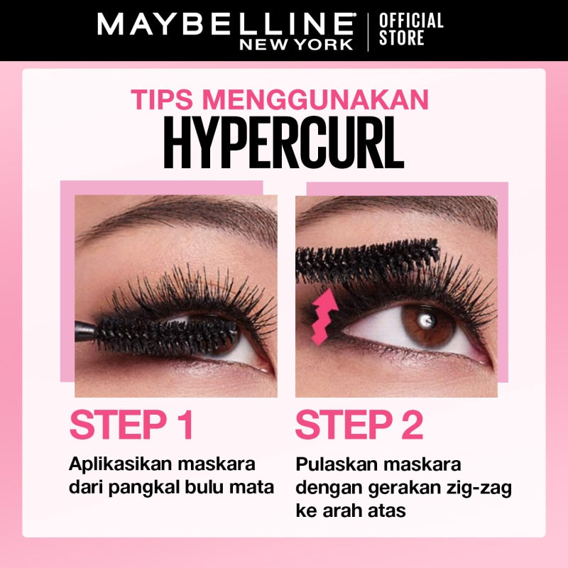 MAYBELLINE OFFICIAL Volume Express Hypercurl Waterproof Mascara 9.2 ml Maskara Eye Make up Bulu Mata Panjang Tebal Tahan 24 Jam Volumizing Extending Smudgeproof