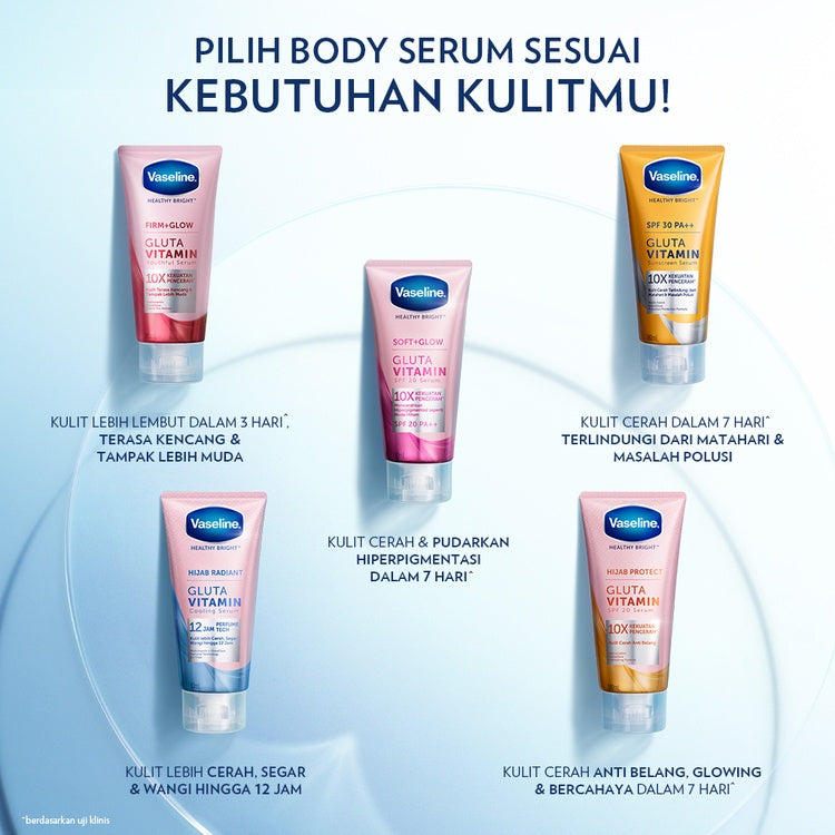 VASELINE HIJAB RADIANT GLUTA VITAMIN COOLING SERUM WITH 12HOUR 180ML - body serum