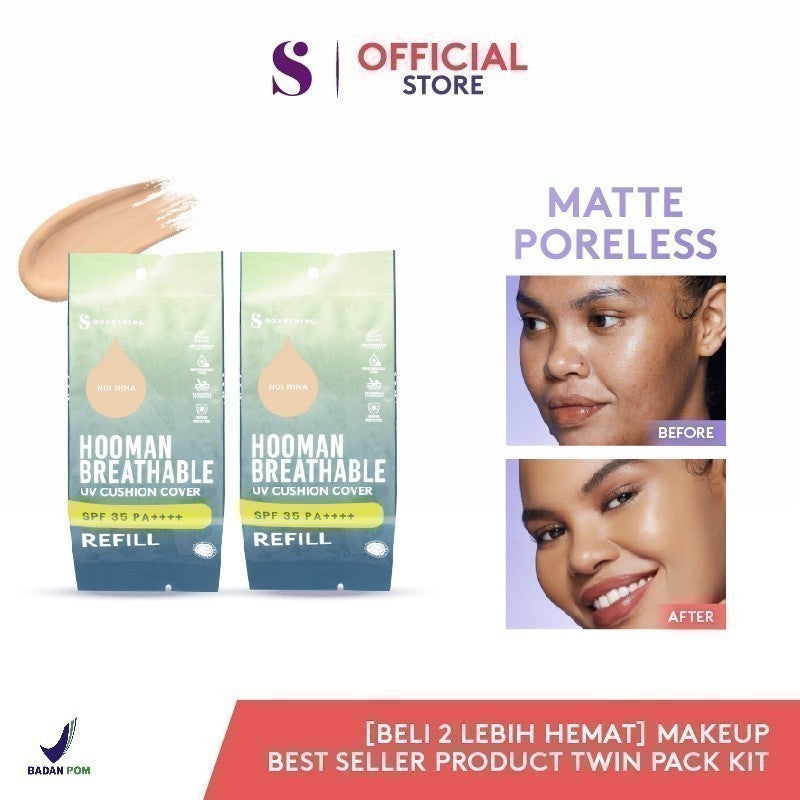 SOMETHINC [BELI 2 PCS LEBIH HEMAT]  Makeup Best Seller Product Twin Pack Kit - Hangover Mascara - Forever Stay Eyeliner - Refill Cushion - Multitask Water Gloss | Waterproof Mascara, Tahan Lama, Dengan Efek Lashlift Instan yangTahan 24 Jam