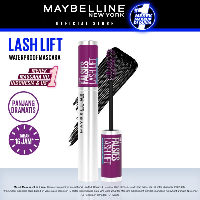 MAYBELLINE OFFICIAL The Falsies Lash Lift Mascara Make Up 8.6ml Waterproof Maskara Bulu Mata Panjang Tahan 16 Jam Volumizing Extending Smudgeproof